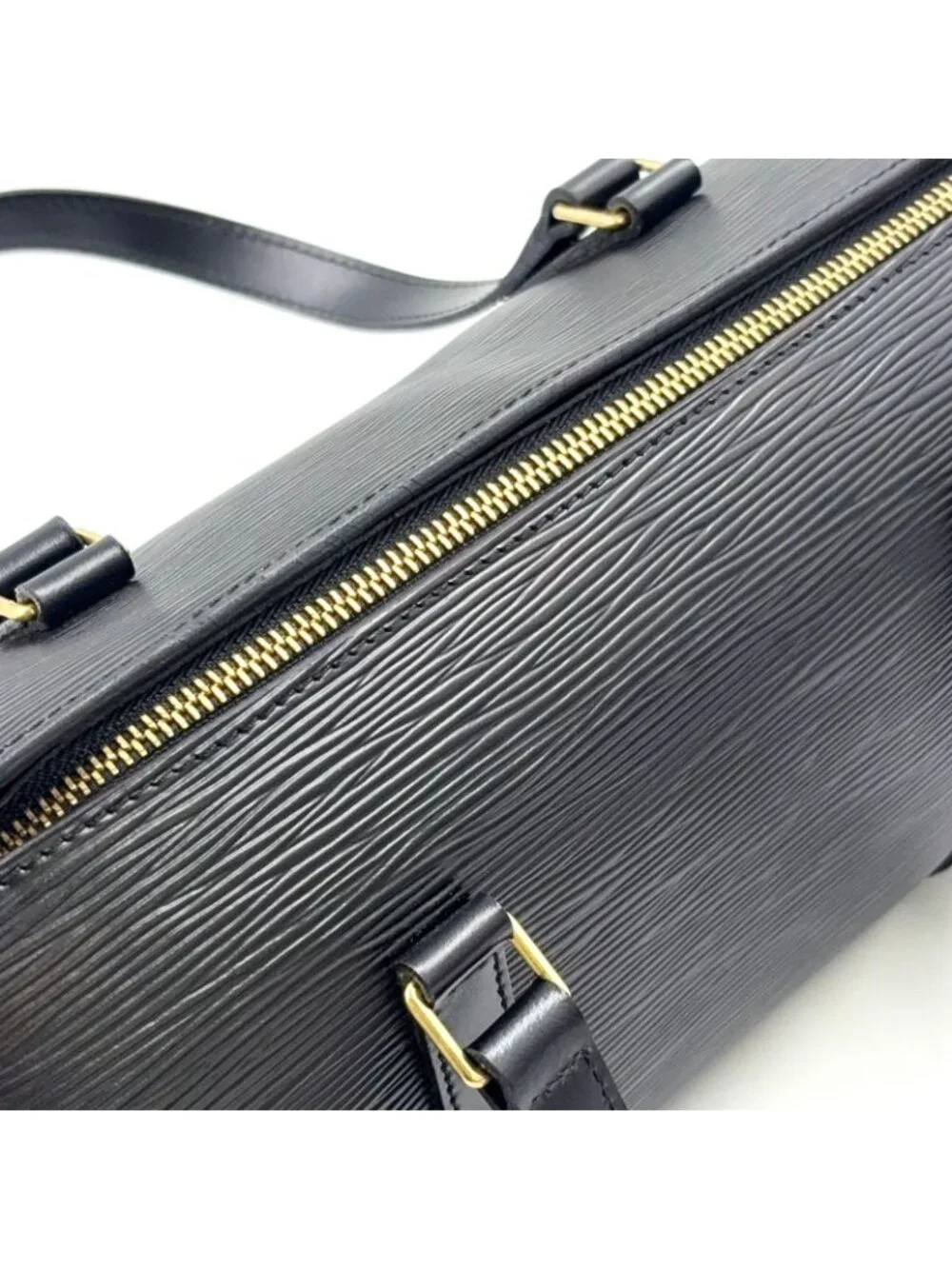 Louis Vuitton Souflo Epi Noir Leather Black Handbag Gold